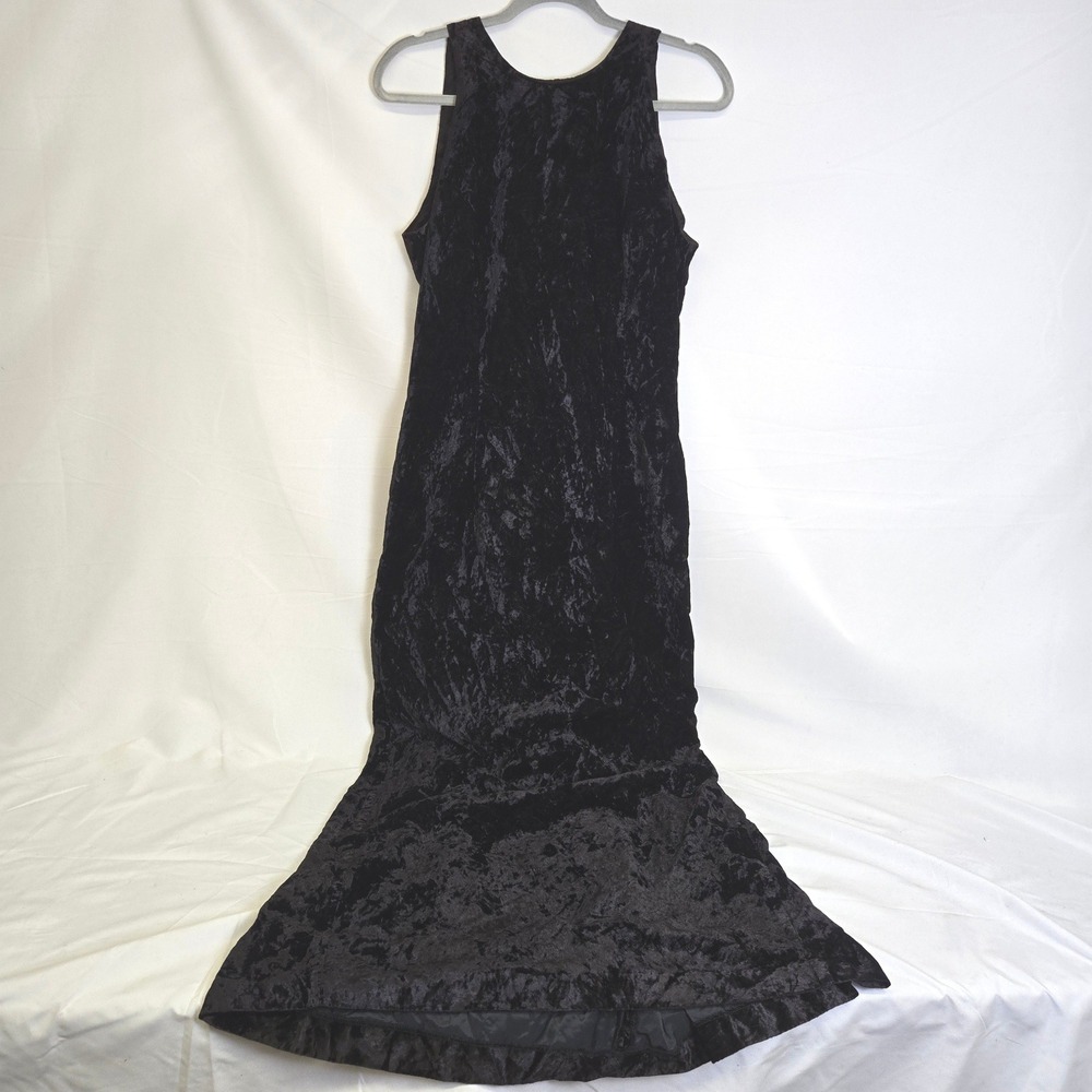 Scott McClintock Crushed Velvet Evening Gown 90s Vintage Goth Black 14 READ